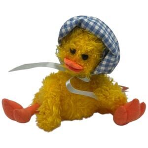 Ty Attic Treasures Bonnie Yellow Duck Blue Gingham Hat Plush 1993